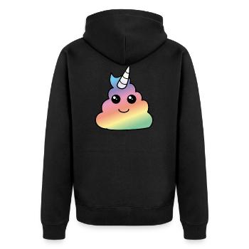 Einhorn Poop - Unisex Premium Bio Zip Hoodie - Schwarz - Hinten - Nico (187cm)