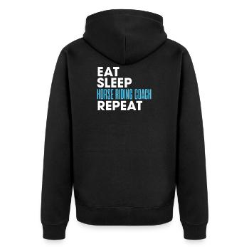 Eat Sleep Horse Riding Coach Repeat T-Shirt - Veste à capuche bio Premium Unisexe - noir - Dos - Nico (187cm)