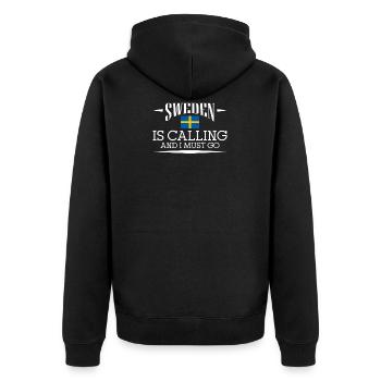 La Suède appelle et je dois y aller T-Shirt Suède - Veste à capuche bio Premium Unisexe - noir - Dos - Nico (187cm)