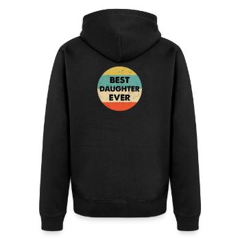 Bestes Tochter aller Zeiten Design - Unisex Premium Bio Zip Hoodie - Schwarz - Hinten - Nico (187cm)