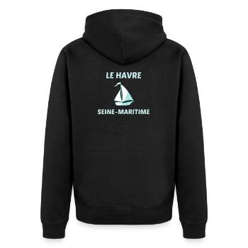 t shirt le havre bateau seine maritime normandie - Veste à capuche bio Premium Unisexe - noir - Dos - Nico (187cm)
