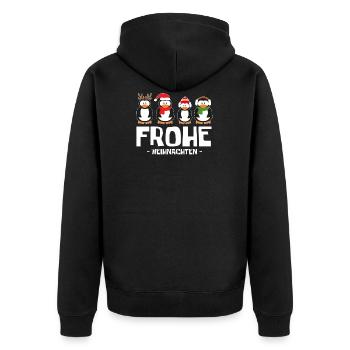 Frohe Weihnachten Pinguine 2020 T-Shirt - Unisex Premium Bio Zip Hoodie - Schwarz - Hinten - Nico (187cm)