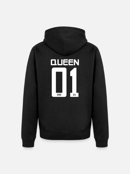 King - Queen Geschenk Geschenkidee - Unisex Premium Bio Zip Hoodie - Schwarz