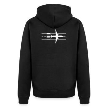 Landebahn Flugzeug Air Line T-Shirt Geschenk - Unisex Premium Bio Zip Hoodie - Schwarz - Hinten - Nico (187cm)