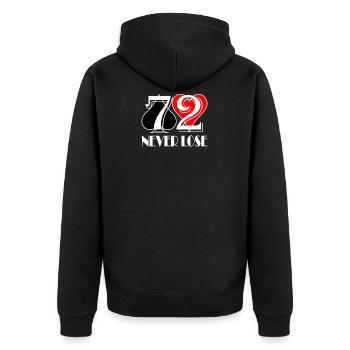 Pokerspruch 72 Never Lose Geschenk - Unisex Premium Bio Zip Hoodie - Schwarz - Hinten - Nico (187cm)