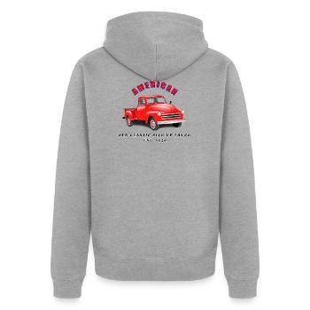 OLD CLASSIC PICK UP TRUCK - Unisex Premium Bio Zip Hoodie - Grau meliert - Hinten - Nico (187cm)
