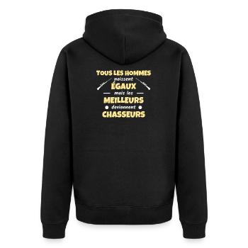 t shirt humour chasse meilleur chasseur cadeau - Veste à capuche bio Premium Unisexe - noir - Dos - Nico (187cm)