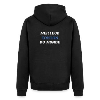 t shirt meilleur tonton du monde cadeau oncle - Veste à capuche bio Premium Unisexe - noir - Dos - Nico (187cm)