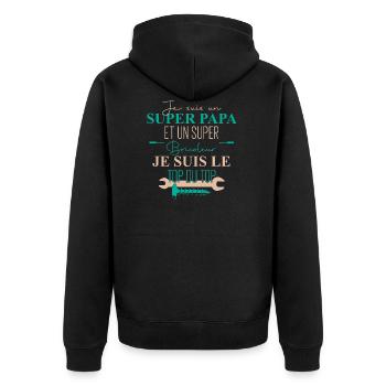 Papa bricoleur cadeau tee shirt papa bricoleur - Veste à capuche bio Premium Unisexe - noir - Dos - Nico (187cm)