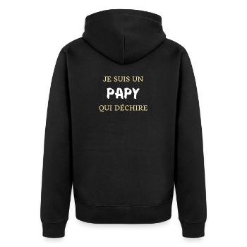 t shirt papy qui dechire cadeau humour grand pere - Veste à capuche bio Premium Unisexe - noir - Dos - Nico (187cm)