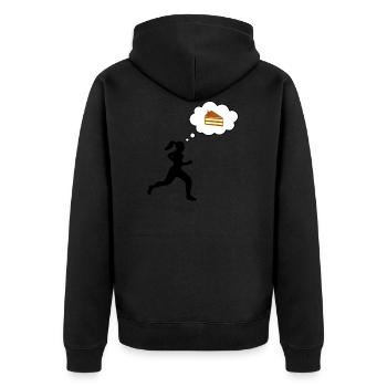 Runner thinks of cake - Unisex Premium Organic Zip Hoodie - black - Back - Nico (187cm)