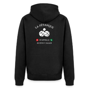 t shirt la petanque m'appelle humour bouliste - Veste à capuche bio Premium Unisexe - noir - Dos - Nico (187cm)