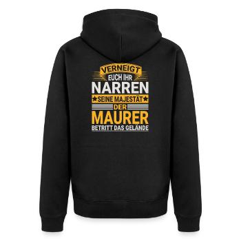 Maurer Design für einen Maurer - Unisex Premium Bio Zip Hoodie - Schwarz - Hinten - Nico (187cm)