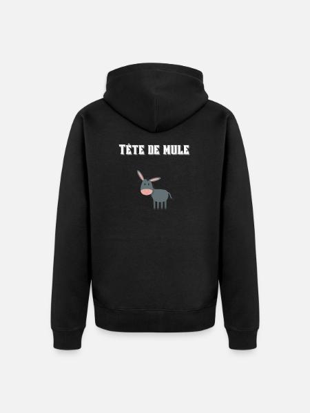 Tête de mule ! 🐴🐎 - Veste à capuche bio Premium Unisexe - noir