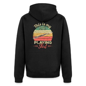 Ceci est ma chemise de jeu de flûte - Flûte traversière - Veste à capuche bio Premium Unisexe - noir - Dos - Nico (187cm)