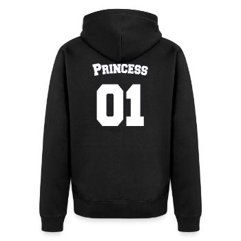 Princess 01 Geschenk für Ehepartner und Liebespaar - Unisex Premium Bio Zip Hoodie - Schwarz - Hinten - Nico (187cm)