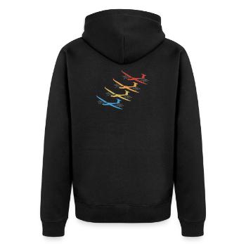 Vintage retro glider pilot glider shirt - Unisex Premium Organic Zip Hoodie - black - Back - Nico (187cm)