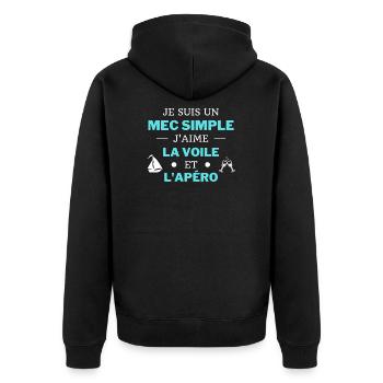 t shirt humour voile apéro mec simple bateau drole - Veste à capuche bio Premium Unisexe - noir - Dos - Nico (187cm)
