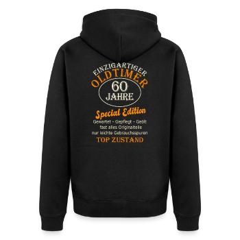 60 geburtstag 60 Jahre sechzig 60er Geschenk - Unisex Premium Bio Zip Hoodie - Schwarz - Hinten - Nico (187cm)