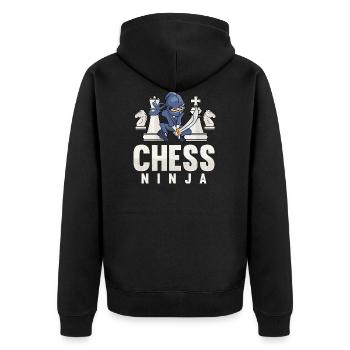 Chess Ninja Funny Chess Player Gift Chess Pieces - Veste à capuche bio Premium Unisexe - noir - Dos - Nico (187cm)