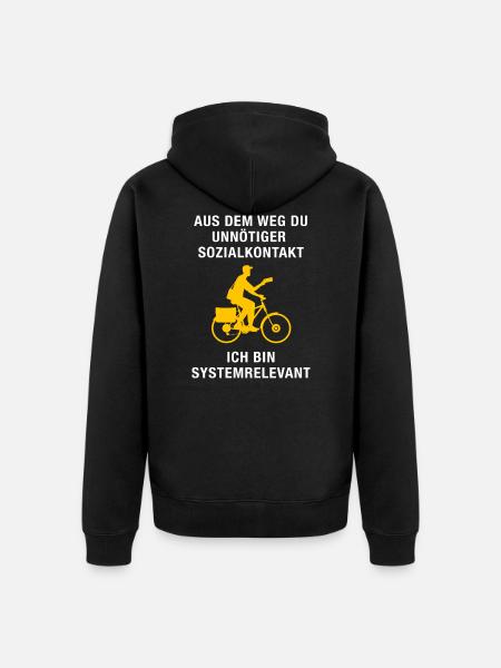 Postbote Briefträger Sozialkontakt Systemrelevant - Unisex Premium Bio Zip Hoodie - Schwarz
