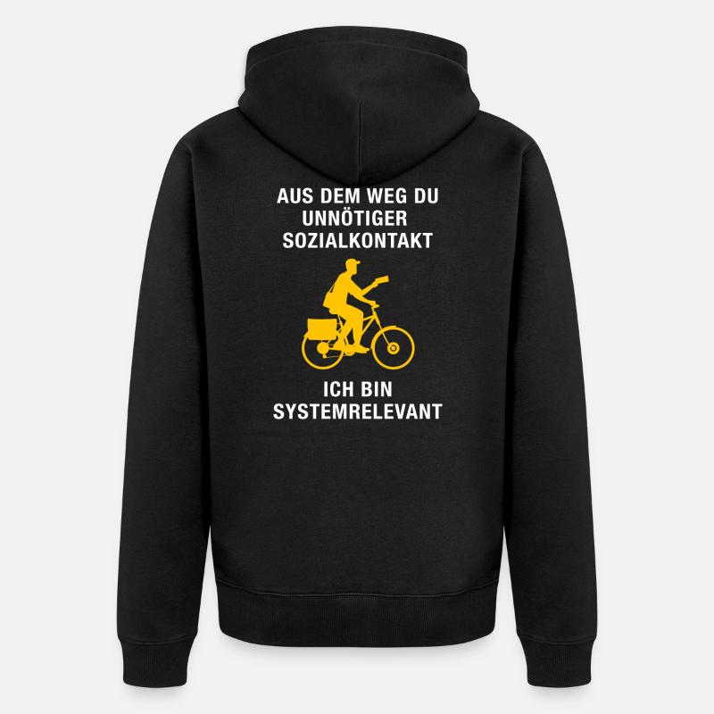 Postbote Briefträger Sozialkontakt Systemrelevant - Unisex Premium Bio Zip Hoodie - Schwarz