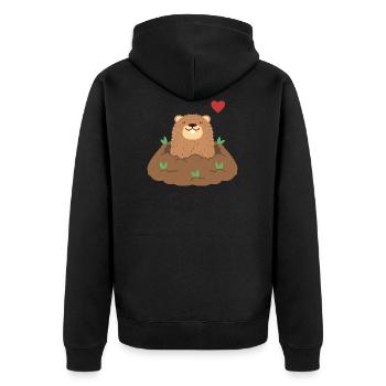 Groundhog Love - Unisex Premium Organic Zip Hoodie - black - Back - Nico (187cm)