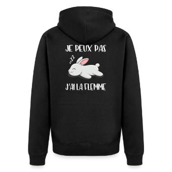 Je Peux Pas J'ai La Flemme - Lapin - Veste à capuche bio Premium Unisexe - noir - Dos - Nico (187cm)