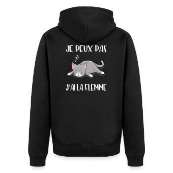Je Peux Pas J'ai La Flemme - Chat - Veste à capuche bio Premium Unisexe - noir - Dos - Nico (187cm)