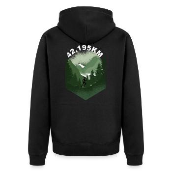marathon Sport joggen Geschenk Geschenkidee Spruch - Unisex Premium Bio Zip Hoodie - Schwarz - Hinten - Nico (187cm)
