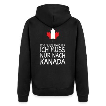 Lustige Kanada Ahornblatt Urlaub Geschenkidee - Unisex Premium Bio Zip Hoodie - Schwarz - Hinten - Nico (187cm)
