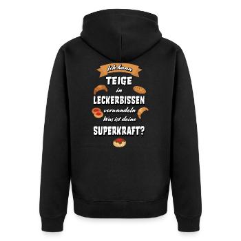 Bäcker backen Bäckerin Hobby Bäcker Geschenkidee - Unisex Premium Bio Zip Hoodie - Schwarz - Hinten - Nico (187cm)
