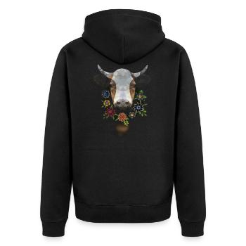 Vache à la couronne de fleurs - Veste à capuche bio Premium Unisexe - noir - Dos - Nico (187cm)