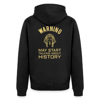 HISTORY HISTORIAN : History Warning - Veste à capuche bio Premium Unisexe - noir - Dos - Nico (187cm)