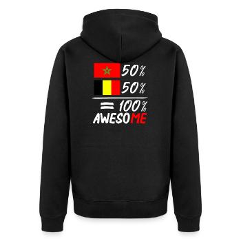50%Maroc 50% Belgique - Veste à capuche bio Premium Unisexe - noir - Dos - Nico (187cm)