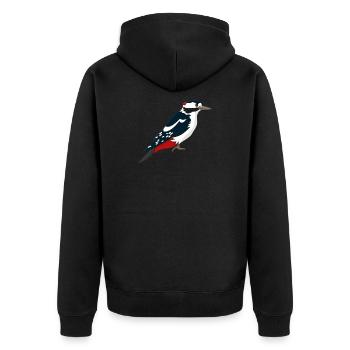 Picts de conception de T-shirt cadeau - Veste à capuche bio Premium Unisexe - noir - Dos - Nico (187cm)