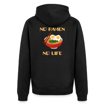 Kein Ramen kein Leben Kawaii Anime Otaku Ramen - Unisex Premium Bio Zip Hoodie - Schwarz - Hinten - Nico (187cm)