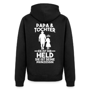 Papa Und Tochter Vater Prinzessin Vatertag - Unisex Premium Bio Zip Hoodie - Schwarz - Hinten - Nico (187cm)