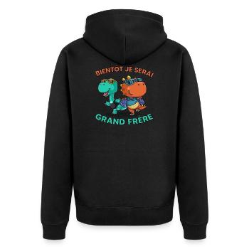 Bientôt je serai grand frère - Veste à capuche bio Premium Unisexe - noir - Dos - Nico (187cm)
