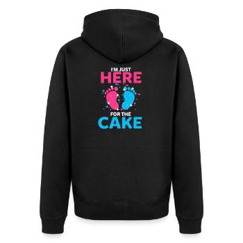 I'm Just Here For The Cake Gender Reveal - Unisex Premium Organic Zip Hoodie - black - Back - Nico (187cm)