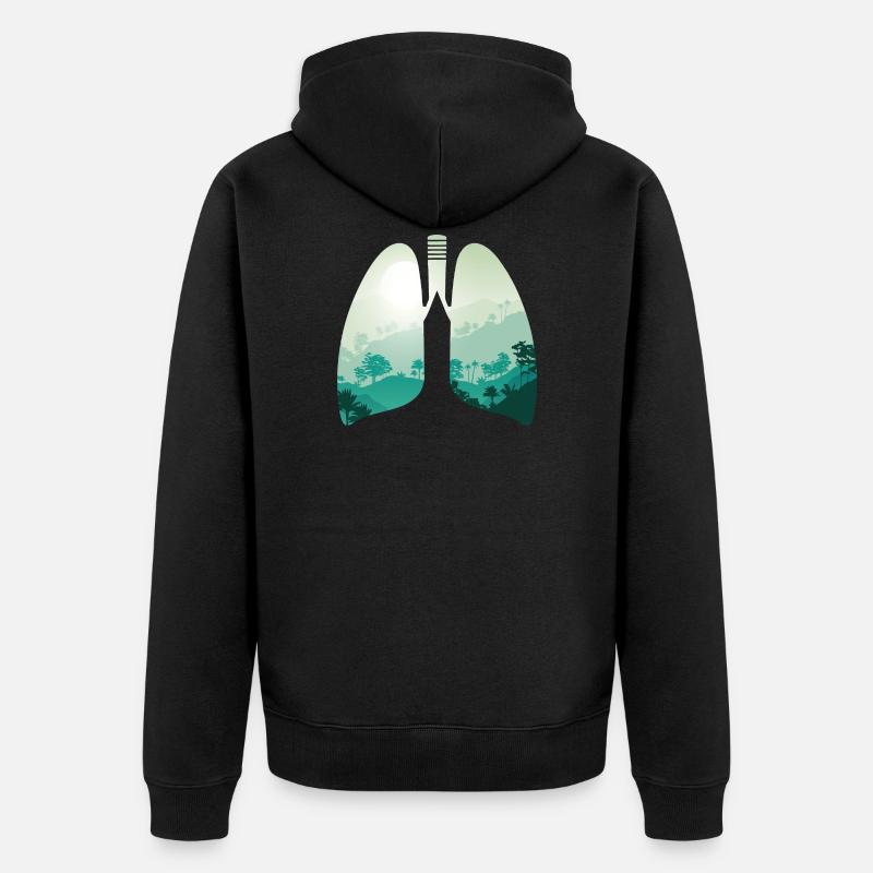 Nature verte forêt paysage poumon - Veste à capuche bio Premium Unisexe - noir