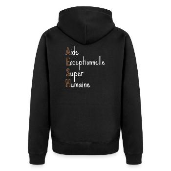 AESH Aide Exceptionnelle Super Humaine - Veste à capuche bio Premium Unisexe - noir - Dos - Nico (187cm)
