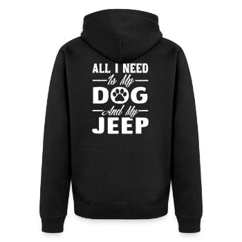 Tout ce dont j’ai besoin, c’est de mon chien et de mes jeeps - Veste à capuche bio Premium Unisexe - noir - Dos - Nico (187cm)