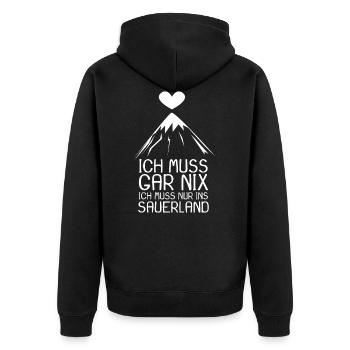 Sauerland Nordrhein-Westfalen - Unisex Premium Bio Zip Hoodie - Schwarz - Hinten - Nico (187cm)