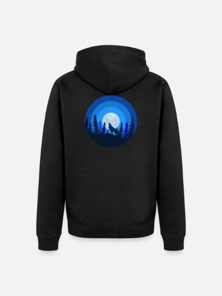 Moon Wolf - Unisex Premium Organic Zip Hoodie - black