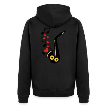 Saxophone sheet music 1 two-tone - Unisex Premium Organic Zip Hoodie - black - Back - Nico (187cm)