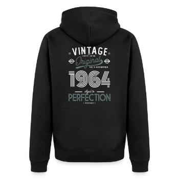 1964 vintage original gift birthday 58 years - Unisex Premium Organic Zip Hoodie - black - Back - Nico (187cm)
