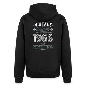 1966 Vintage Original Geschenk Geburtstag 56 Jahre - Unisex Premium Bio Zip Hoodie - Schwarz - Hinten - Nico (187cm)