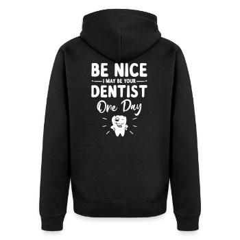 Be Nice I May Be Your Future Dentist - Veste à capuche bio Premium Unisexe - noir - Dos - Nico (187cm)