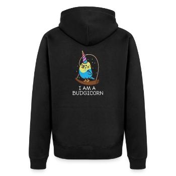 Je suis une perruche licorne perruche - Veste à capuche bio Premium Unisexe - noir - Dos - Nico (187cm)